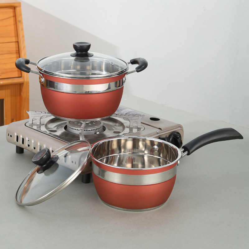 跨境爆款不锈钢12件套锅 外贸供应复底汤锅奶锅煎盘组合锅具套装详情2