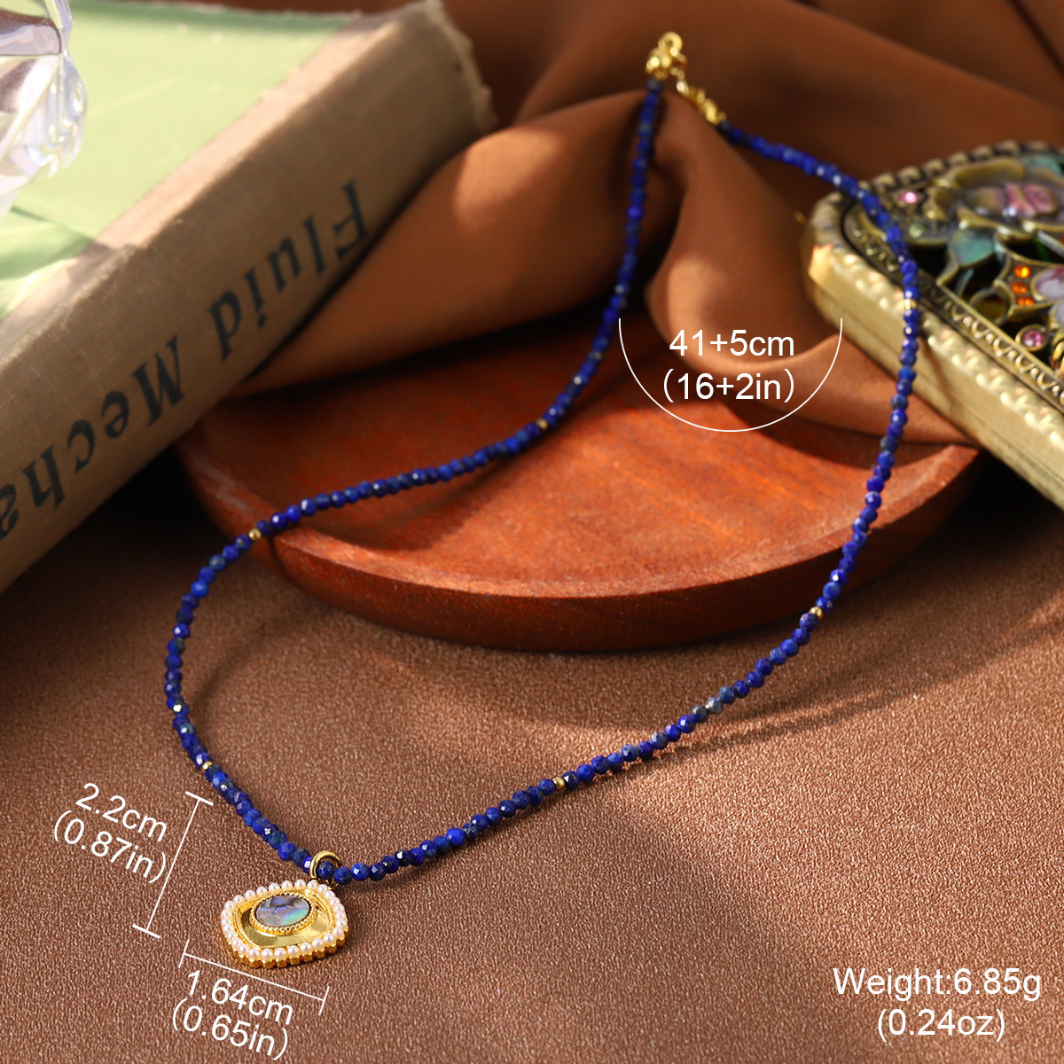 Simple and fresh abalone and shell geometric necklace, versatile beaded pearl multi-neck chain, fashionable new collarbone chain accessory pic 21