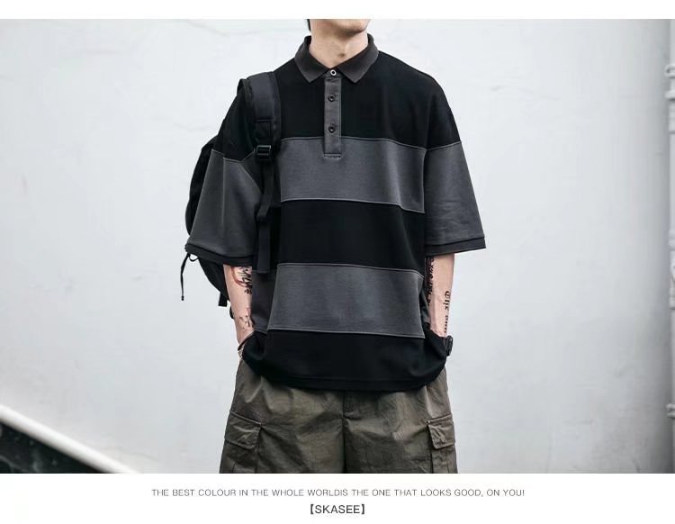 ins fashion brand loose casual short-sleeved polo shirt pic 8