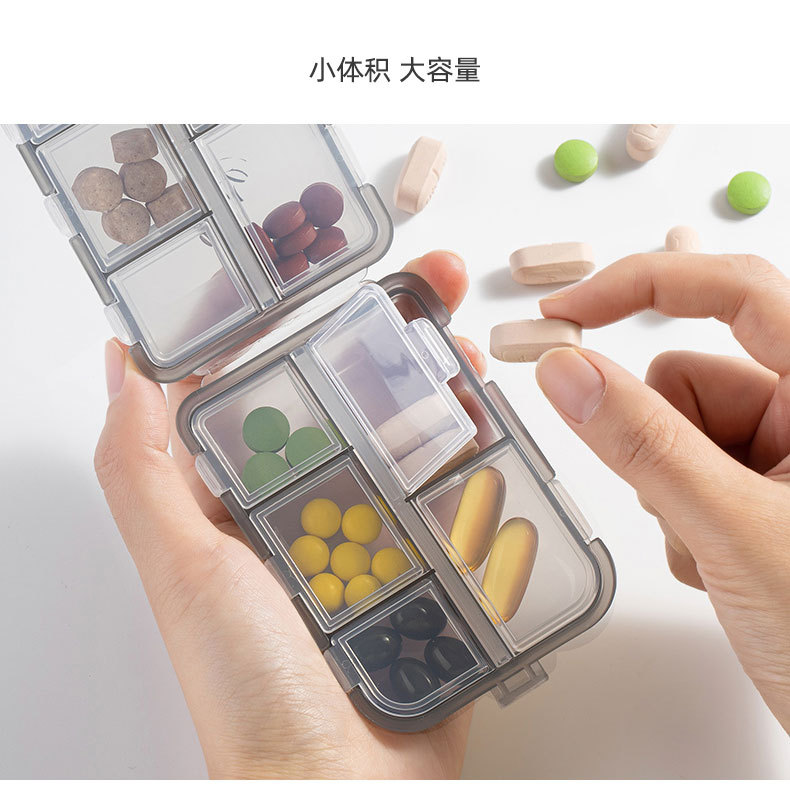 Cross-border double-layer small medicine box, packaging box, portable pill box, transparent 10-compartment sealed medicine storage box pic 11