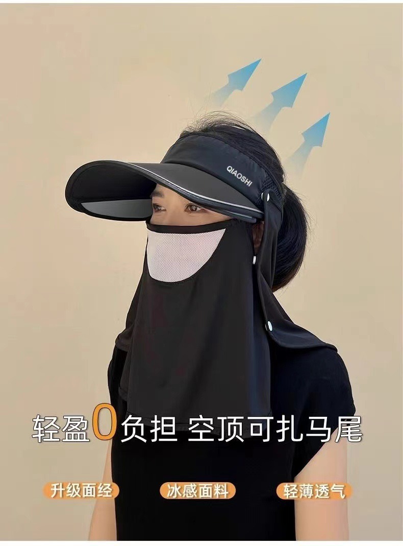 Summer sun hat, UV protection face mask, sun protection hat, wide-brimmed open-top outdoor cycling sun hat for women pic 7