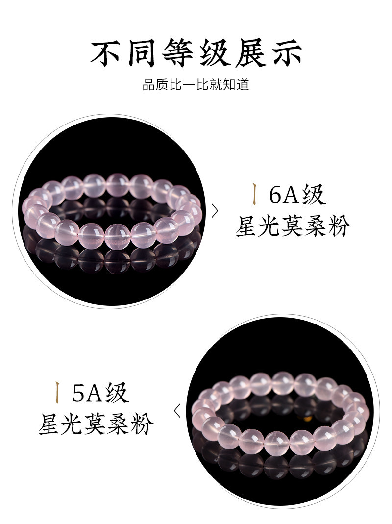 Jiuya Crystal Natural Starlight Mosan Pink Crystal Bracelet, Pink Crystal Round Bead bracelet Factory Direct Sales pic 2