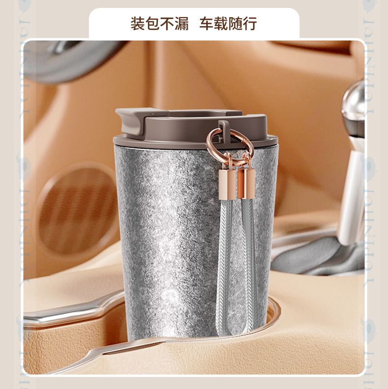 The new titanium cup coffee cup features a high aesthetic level with a handle for outdoor portability. It is a light luxury, fresh and high-end titanium-covered coffee cup pic 13