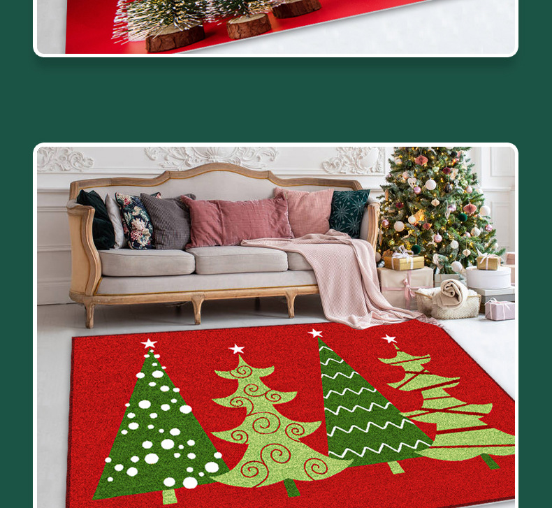 Anti-slip mat, new cartoon 3D floor mat, home living room sofa, bedroom bedside, super soft crystal velvet Christmas tree carpet pic 15