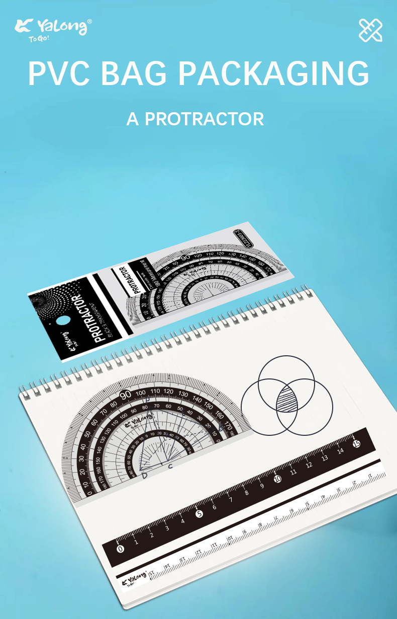 Yalong Cross-border Wholesale PC resin plastic rulers, student school supplies, geometric rulers, ruler sets, protractors pic 2