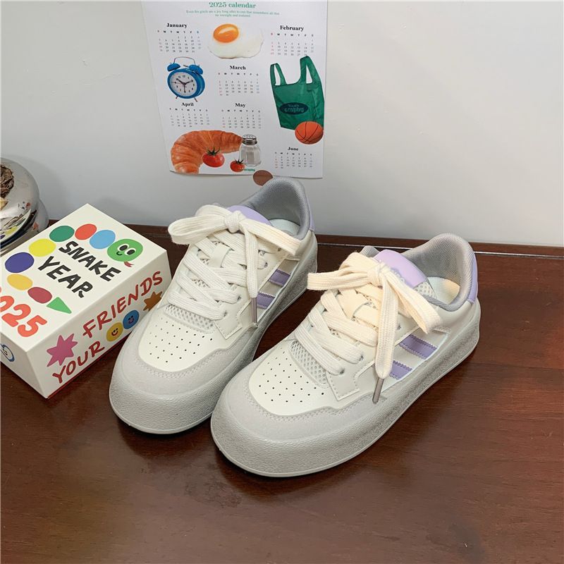 小众甜美厚底板鞋女款2025春秋季百搭德训鞋内增高休闲运动小白鞋详情12