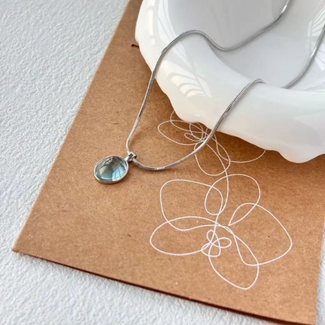 月光石海蓝宝项链女2025年新款轻奢小众锁骨链女蛇骨链毛衣链配饰详情9