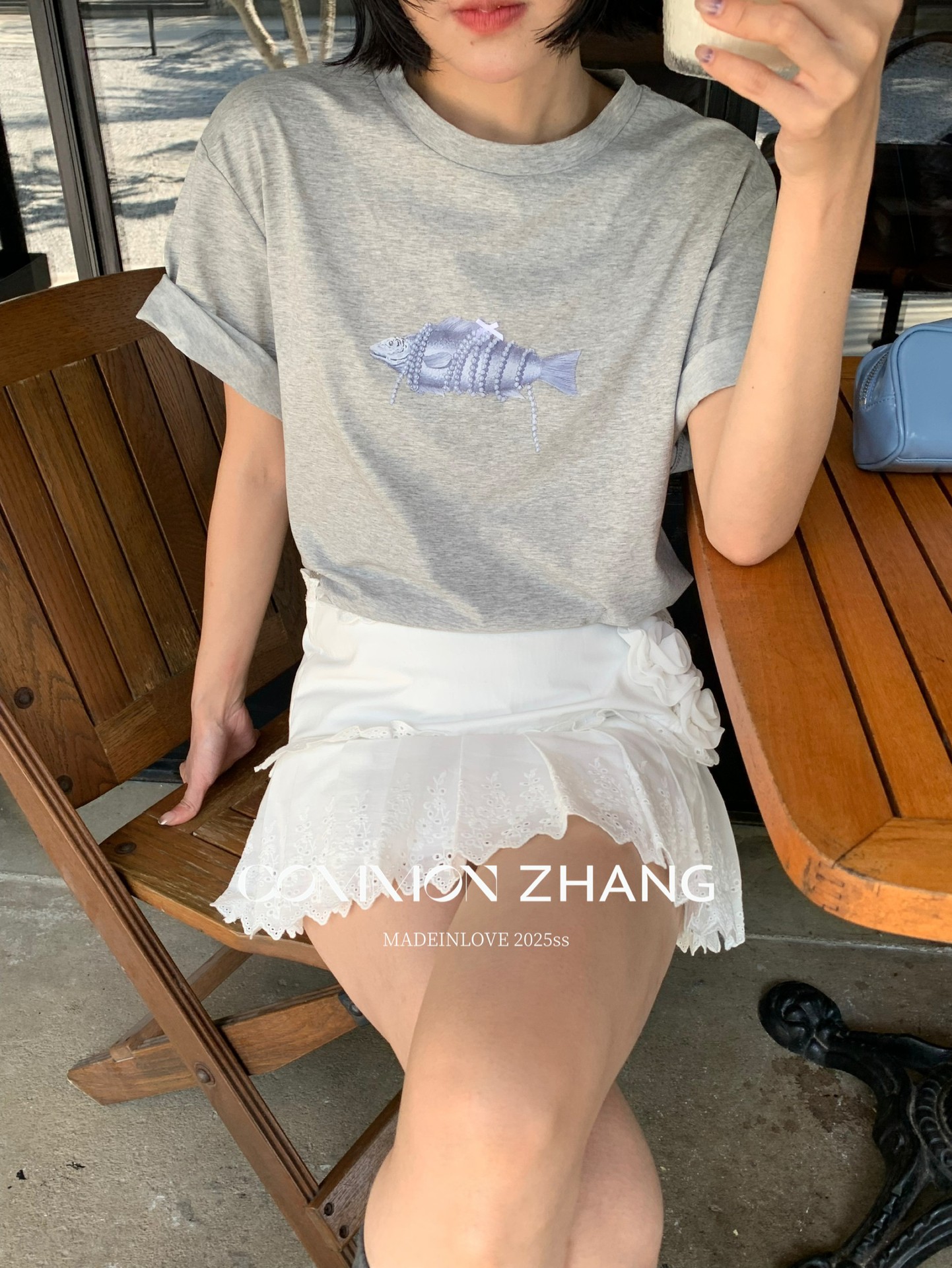 CZ ZHANG Summer Korean style laid-back casual simple printed shoulder loose round-neck short-sleeved T-shirt for women B20777 pic 27