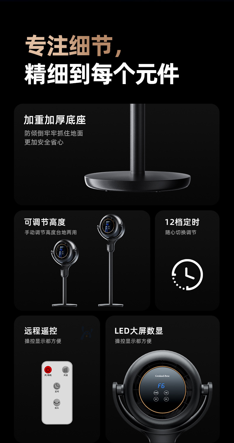空气循环扇办公静音语音摇头落地扇家用遥控电风扇宿舍台立式风扇详情38