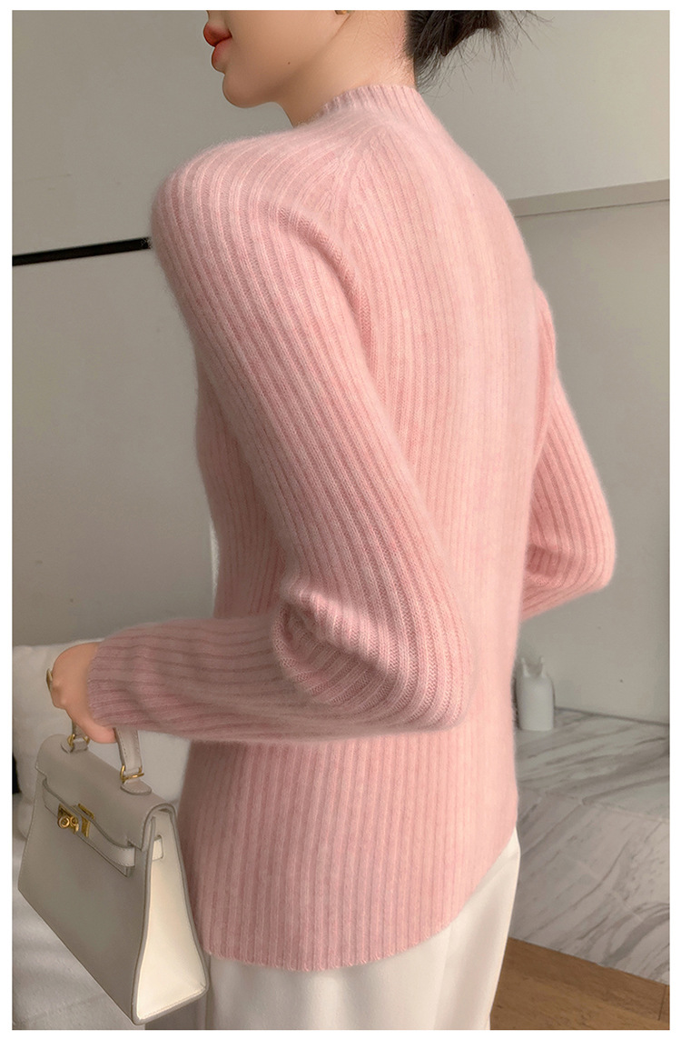 100% cashmere semi-high-neck cashmere sweater for women in autumn and winter, long-sleeved knitted base layer, thick warm sweater for women pic 15