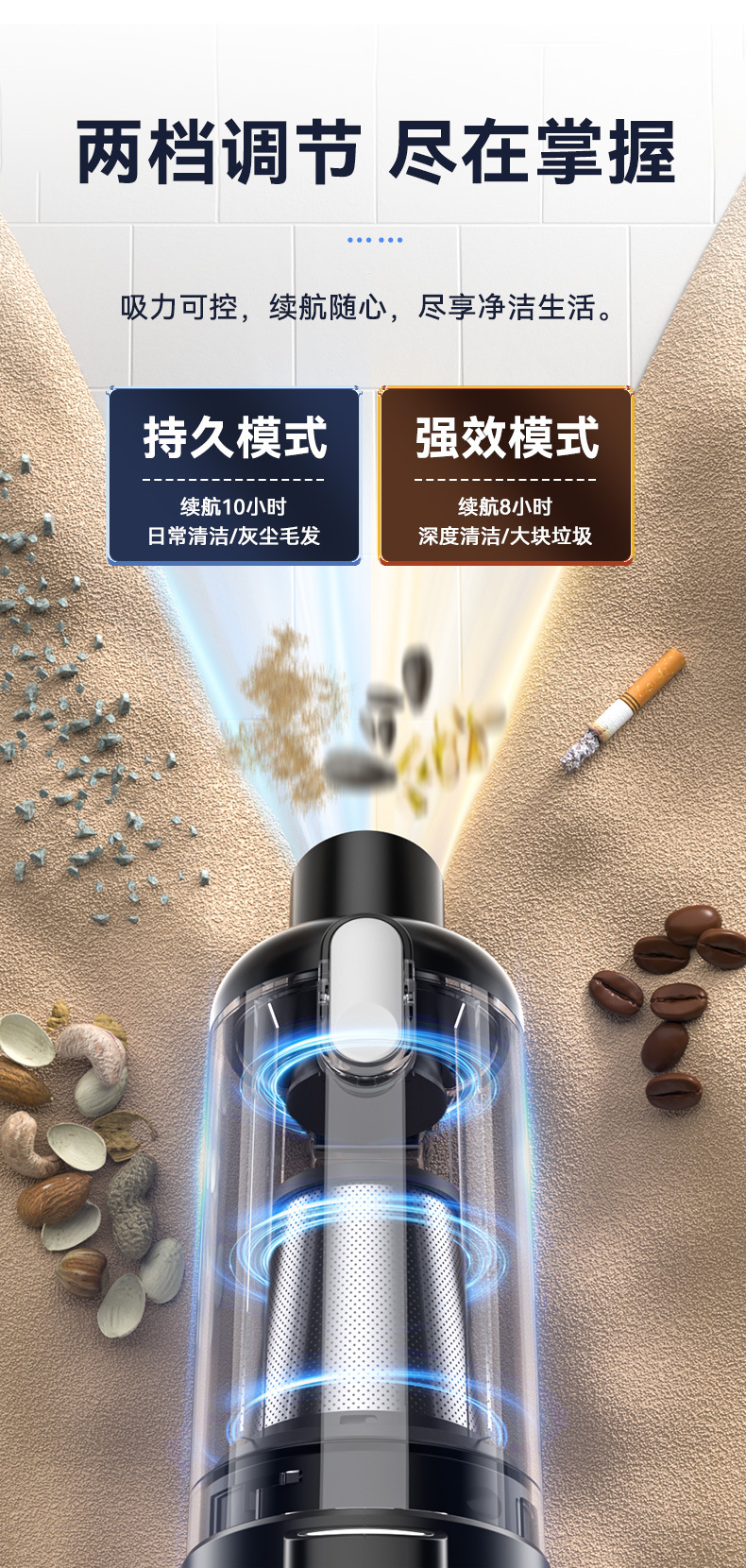 汽车用品车家两用吸尘器长续航手持式无线充电便携强力吸尘器除螨详情7