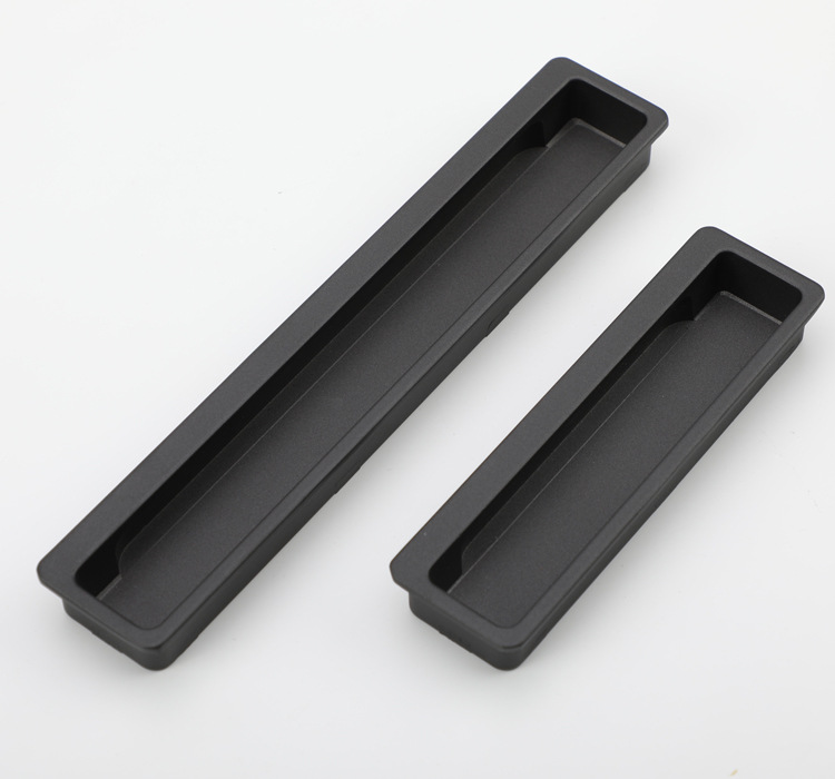 The black invisible handle of the tatami is embedded with the drawer handles of the cabinets and wardrobes. The sliding door is equipped with a golden concealed embedded handle pic 17