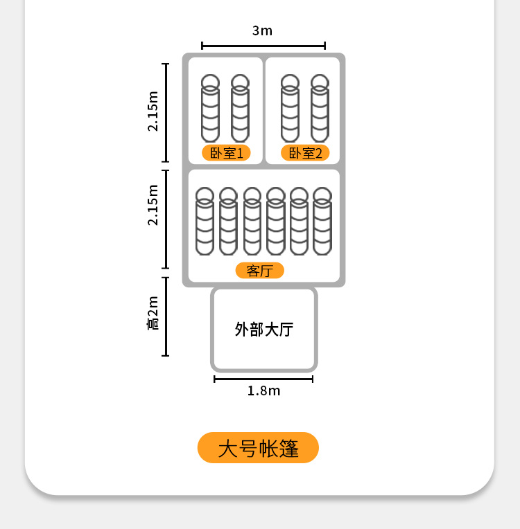 跨境热卖露营帐篷户外3-4人二室一厅5-8人两室10人大帐篷厂家批发详情4