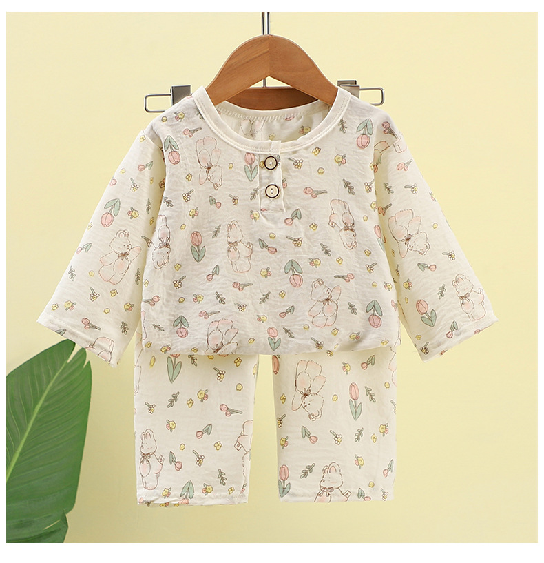 儿童夏季爆款云朵棉薄款家居服套装 男女童中袖空调服中裤休闲睡衣 童装新款详情17