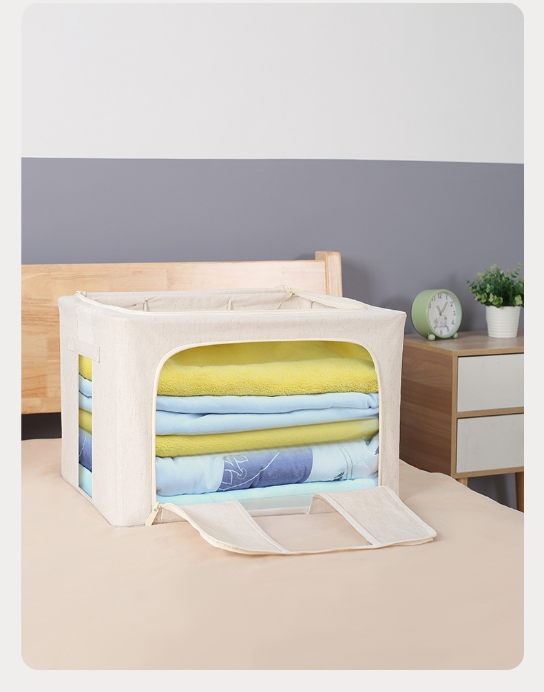 High-quality Tianshan cotton and linen washable storage box recommended by the consignment organizer for household clothes and quilts pic 13
