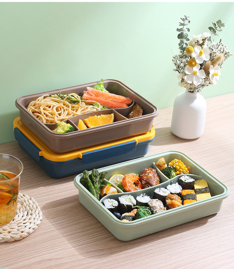 The new student lunch box with compartments can be heated in a microwave oven and comes with chopsticks and spoons. It is a student lunch box for work pic 17