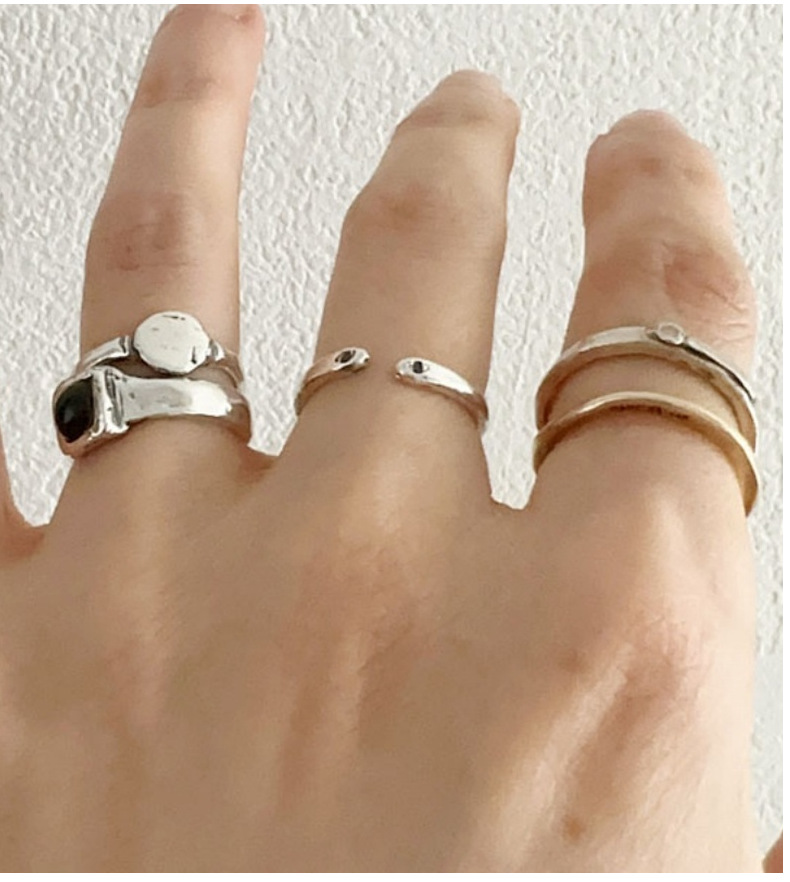 S925纯银韩版小众设计感复古做旧戒指韩系简约博主款个性指环批发详情6