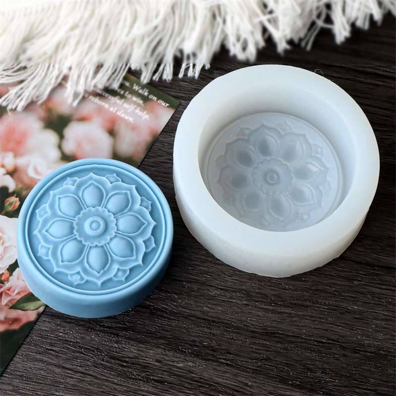 ins圆形复古雕花造型硅胶模具DIY单孔方形水晶滴胶手工精油香皂模详情6