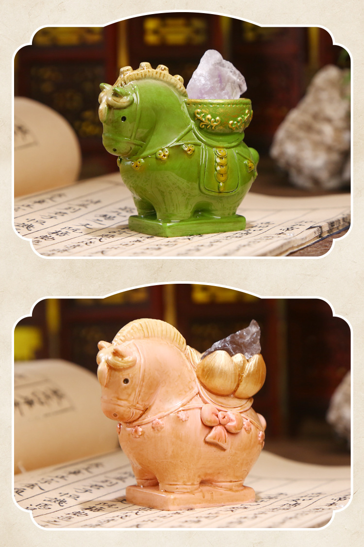 Tang Sancai cultural relics energy blind box, cartoon trendy toys, crystal design, resin handicrafts, ornaments, table ornaments, blind box pic 18