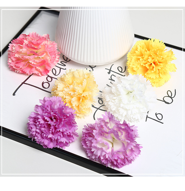 8cm仿真多色绢布康乃馨花头母亲节花束家居装饰diy插花蛋糕花配件详情5