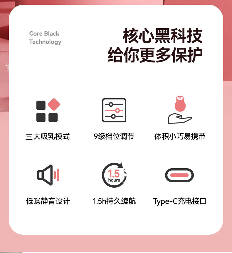 外贸专供可充电电动吸奶器穿戴式简易便捷无痛挤奶器大吸力集乳器详情12