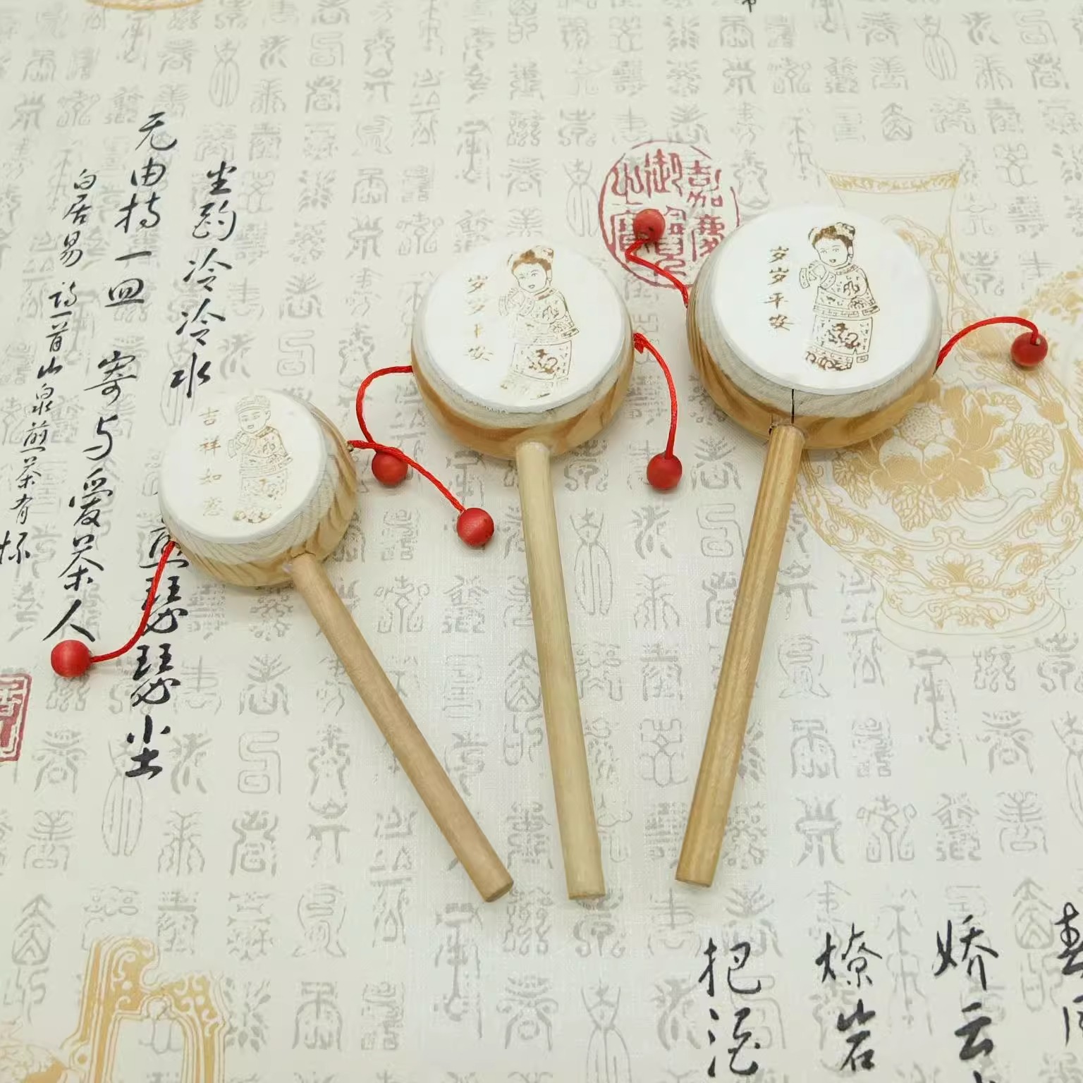 新款婴儿益智玩具儿童玩具木质拨浪鼓宝宝手摇鼓2元店小玩具热卖详情5