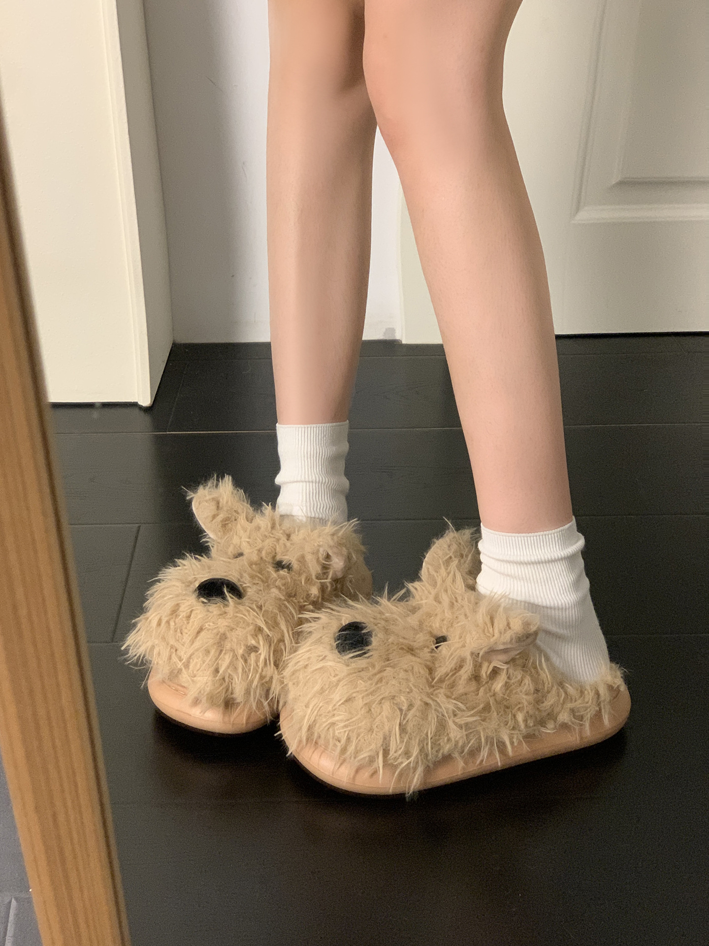 百搭潦草小狗毛毛拖鞋女外穿2025秋冬新款厚底增高保暖包头棉拖鞋详情7