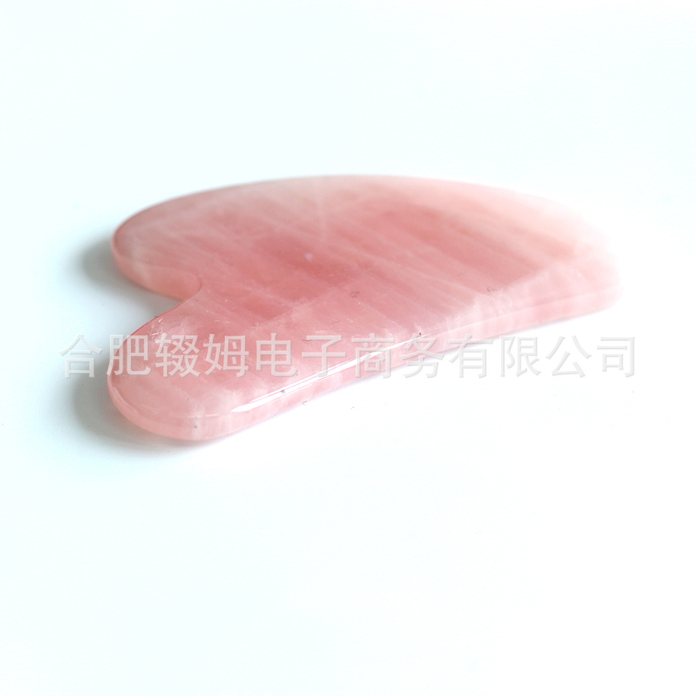 rose quartz粉晶玉石刮痧板粉晶心形玉石面部脸部全身按摩刮痧皮肤护理居家日用美容院用详情11