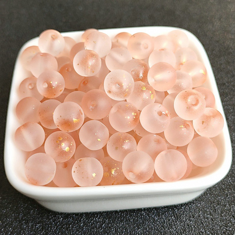 8/10mm直孔洒金磨砂圆珠手工编制手串手链项链琉璃珠子古风配件详情16