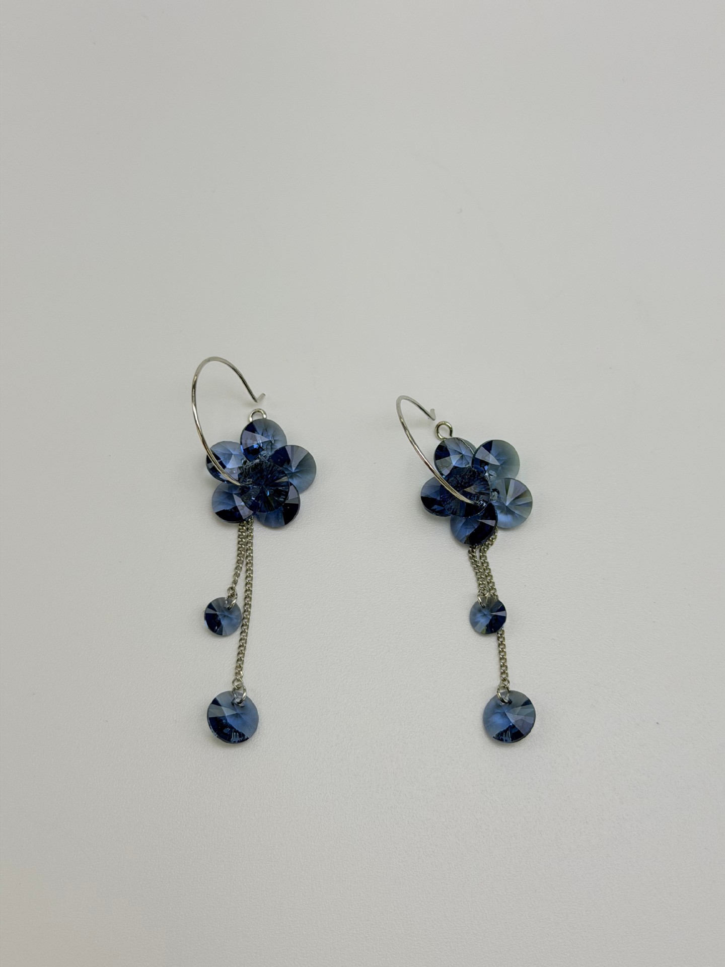 s925银耳钩新款韩版长款闪耀花朵水晶耳环女 名媛气质奢华耳坠流详情5