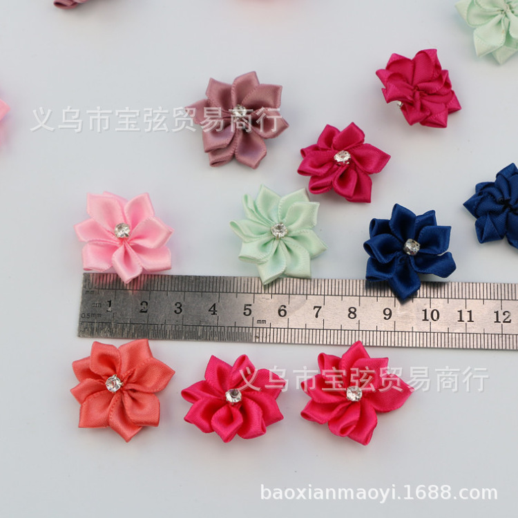 3CM DIY headwear with diamond-encrusted rose flowers, handcrafted fabric with diamond-encrusted 9-cornered small flowers, clothing accessories, ornaments and accessories pic 12