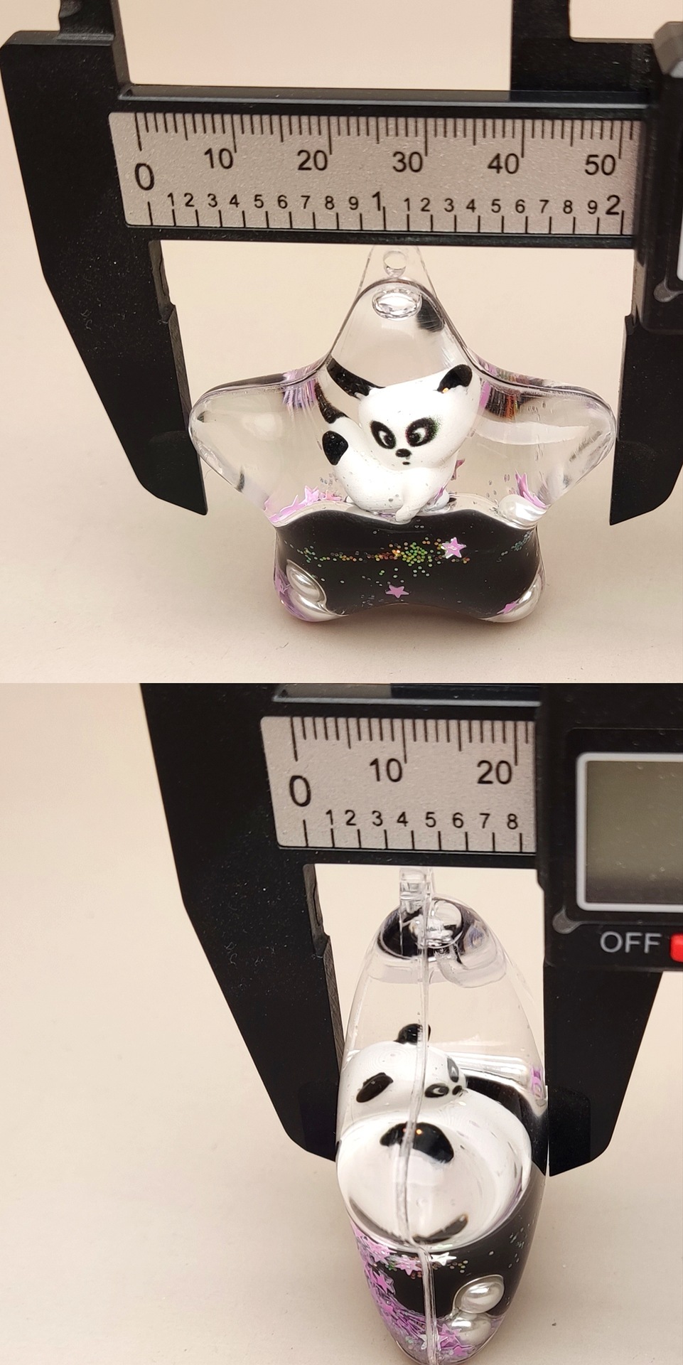 创意亚克力入油流沙瓶奶黑色爆闪熊猫系列钥匙扣汽车配饰桌面摆件详情12