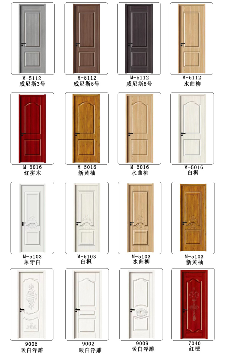 Light luxury minimalist modern door, wooden door, solid wood composite, paint-free and baked paint, bedroom unpainted soundproof door, household interior door pic 7