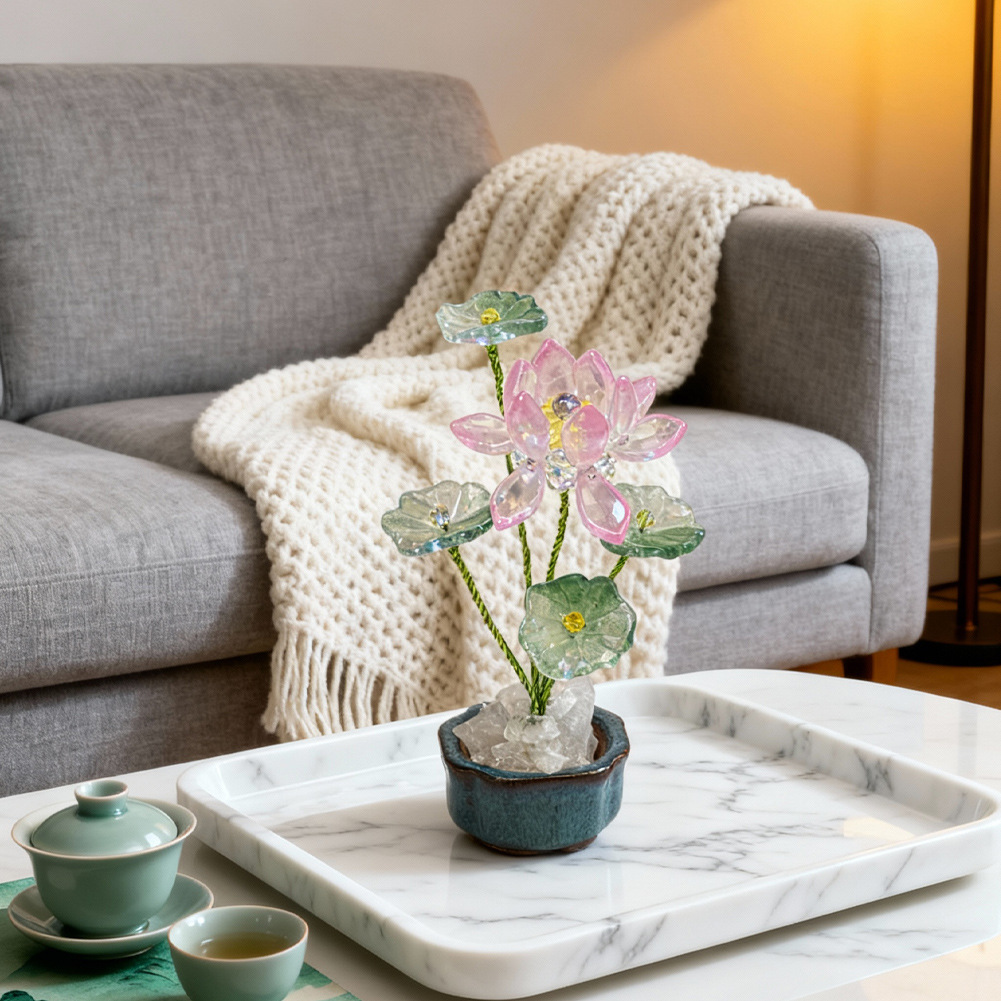 厂家批发网红莲莲清新荷花新款车载摆件工艺品送礼装饰用品男女详情5