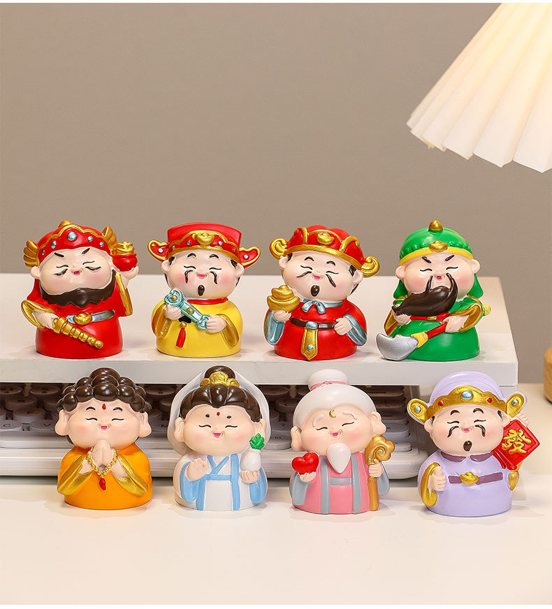 Creative and cute decorative items, office gifts for the God of Wealth, desktop decorations, resin handicrafts, high-end blind box dolls, new pic 18