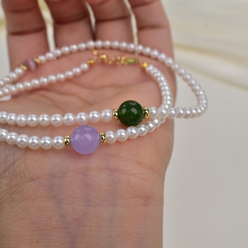 天然淡水珍珠项链女轻奢简约百搭锁骨链S925银玛瑙石珍珠颈链详情12