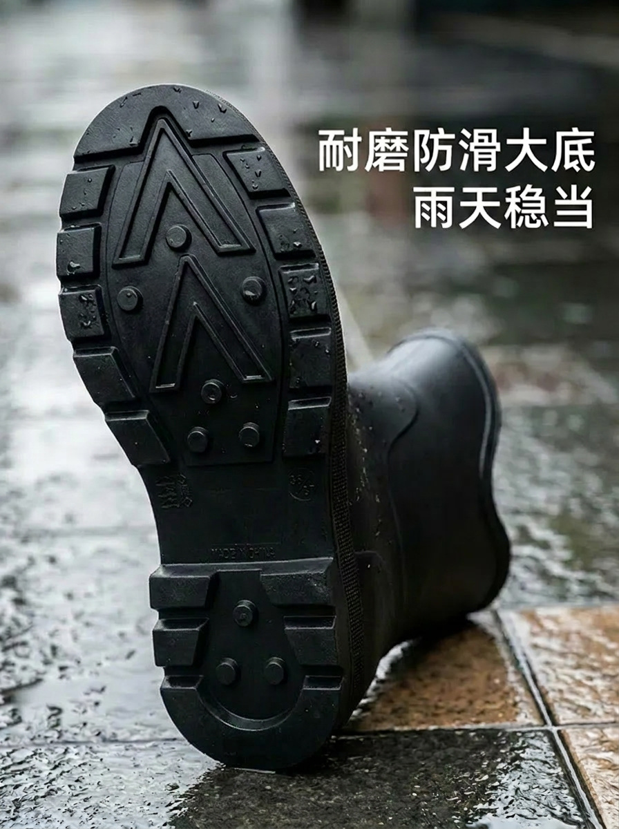 韩版雨鞋男女同款时尚外穿防滑水鞋耐磨软底成人保暖高筒雨靴详情5