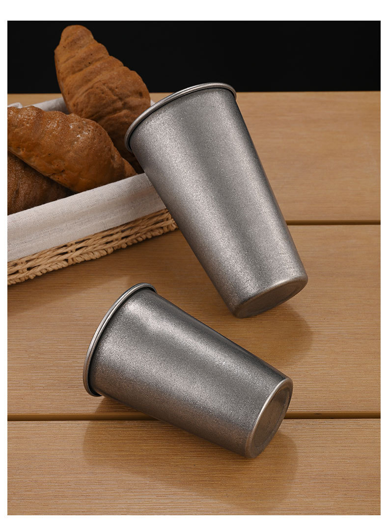 Vintage 304 stainless steel water cup, aged coffee cup, commercial beer mug, single-layer cold drink cup, anti-drop custom logo pic 3