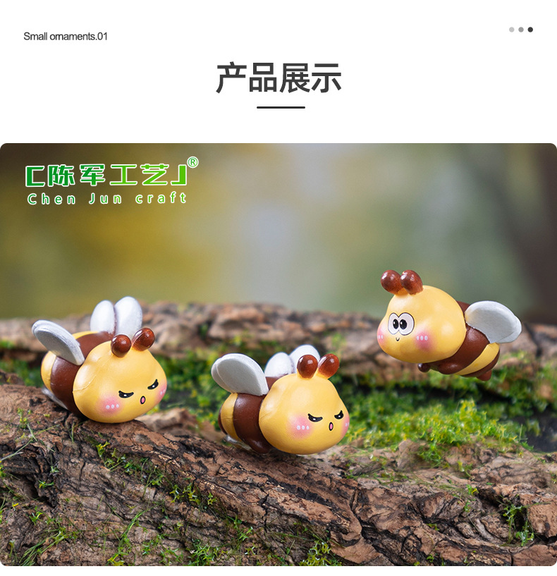 Cross-border new products: Creative and cute little bee figurines, diy garden landscaping, decorative hanging accessories, micro-landscape small ornaments pic 6