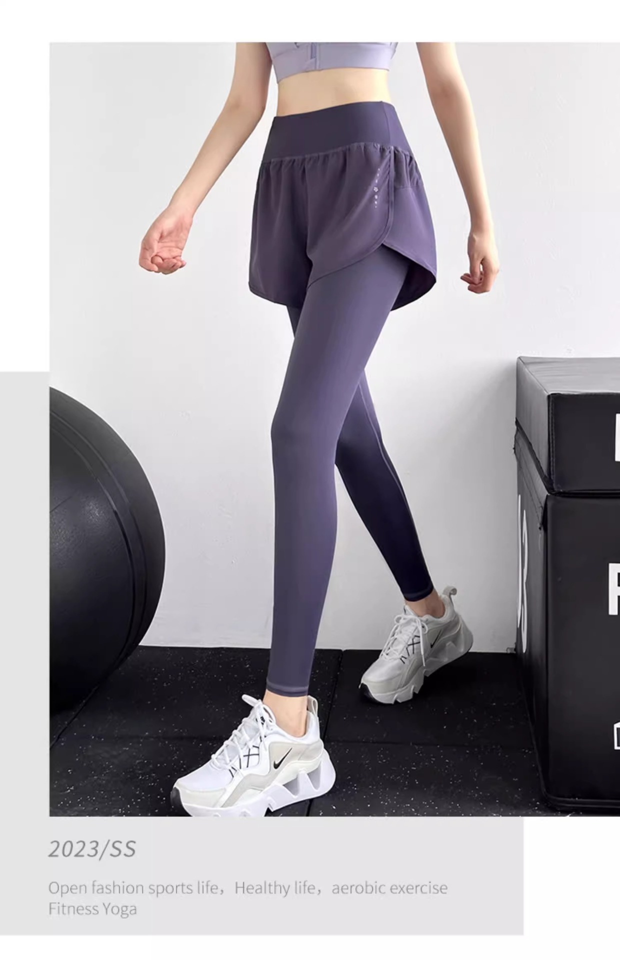 Two sets of yoga pants for women, summer running and fitness wear, high-waisted, hip-lifting, elastic and slimming outdoor sports long pants wholesale pic 11