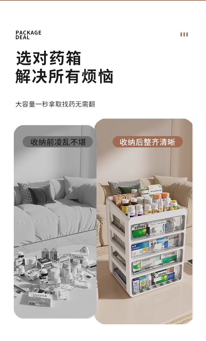 药箱家庭装家用抽屉式多层收纳柜药品医药箱急救整理盒收纳盒详情3