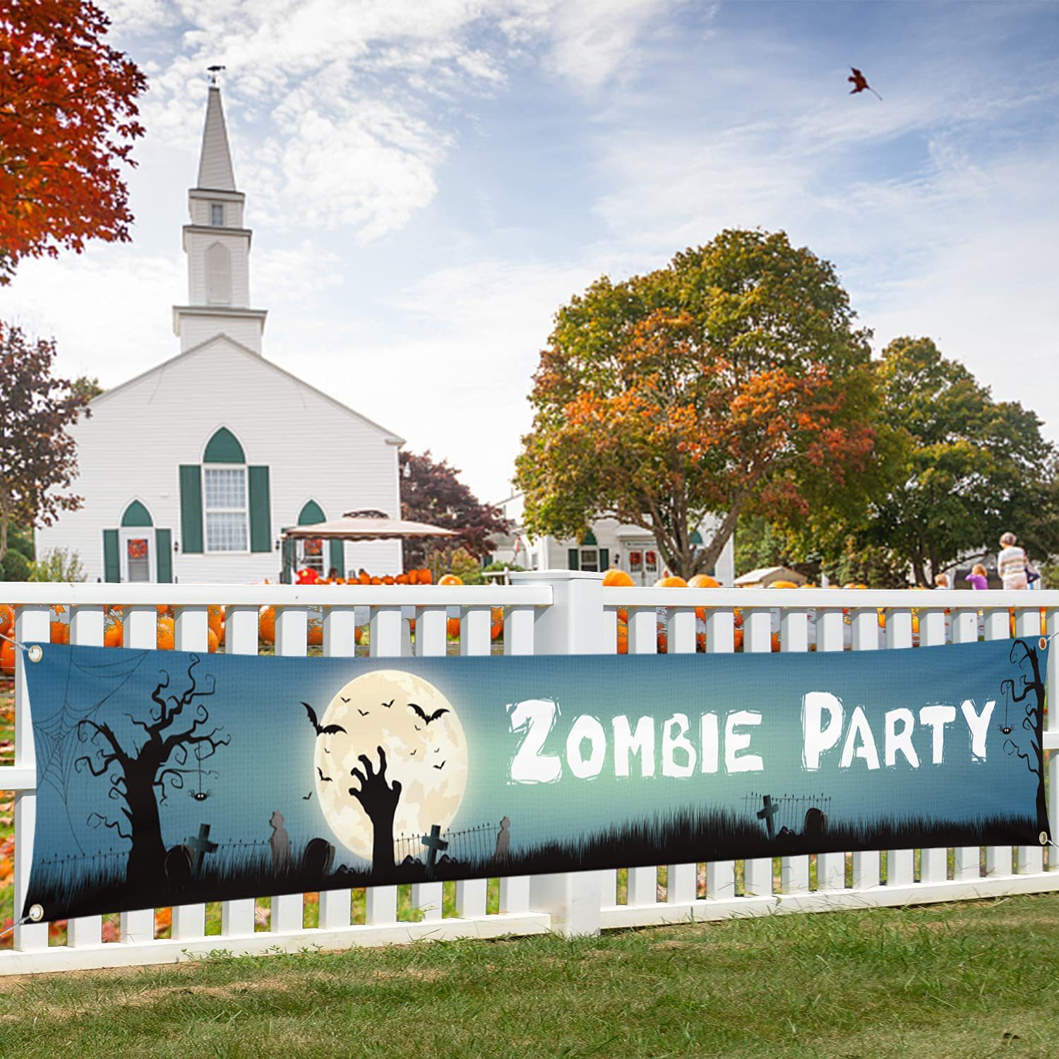 Customized cross-border Halloween couplet banner, festival decoration, polyester printed Halloween background cloth set, and hanging flag pic 18