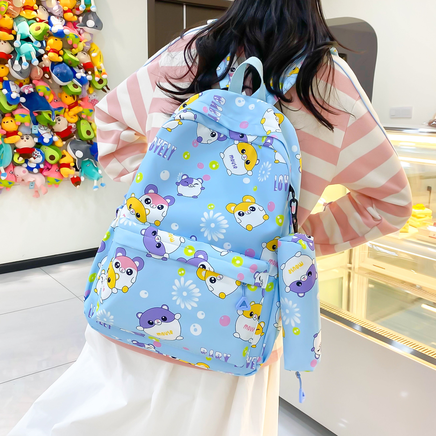 Wholesale escuela primaria primaria y secundaria estudiantes impresos espalda doble bolsa de las mujeres bolsa de la pluma de los hombres bolsa de manga color sólido bolsa de la escuela de gran capacidad pic 30