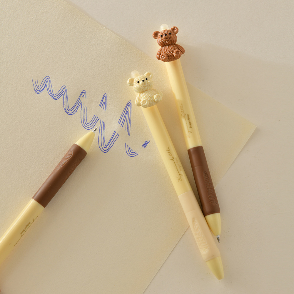晨兮芝士小熊按动可擦中性笔软握晶蓝笔芯高颜值刷题笔ST头顺滑详情19