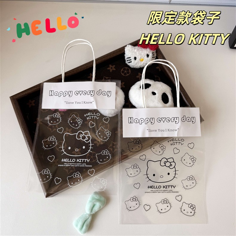 kitty Cat hand-held transparent gift bag, birthday ins style, cute and girlish cat gift, stationery storage and accessories pic 1
