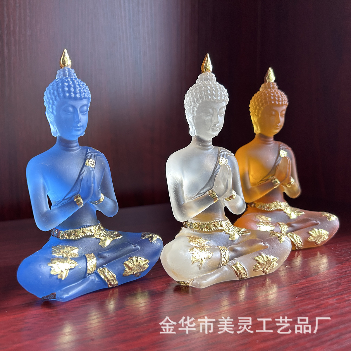水琉璃佛像合手坐佛跨境热销禅意居家饰工艺品泰式印度佛树脂摆件详情5