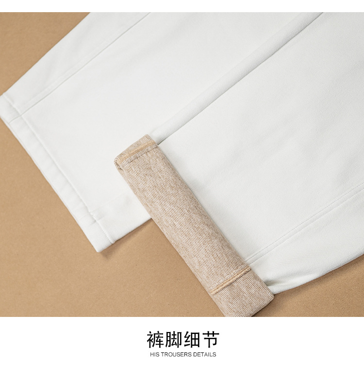 Factory direct sales of new winter fleece and thickened white jeans for women, loose, casual, wide-leg, laid-back style sickle pants pic 19