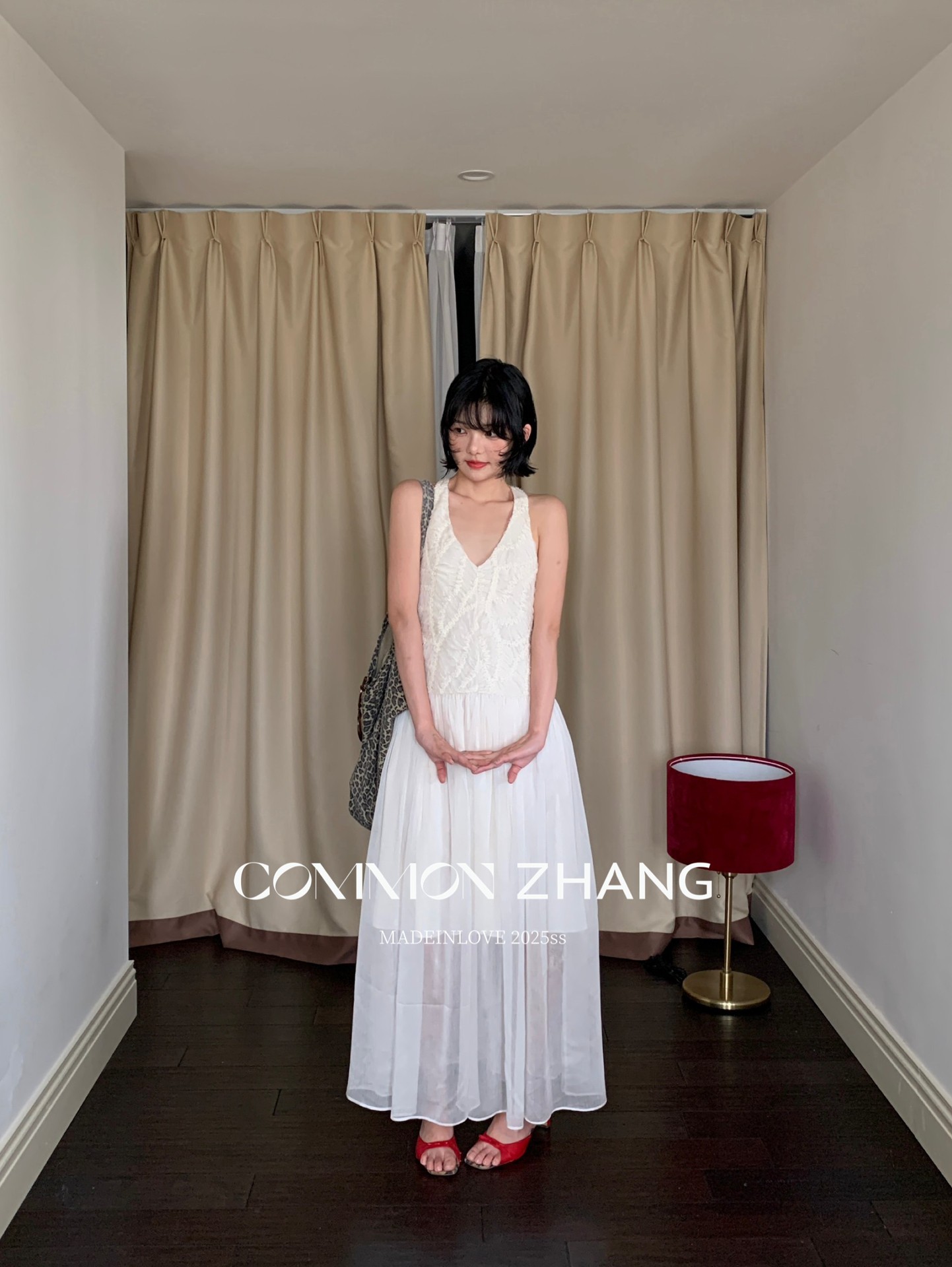 CZ ZHANG Mocha Mousse retro pleated V-neck dress Texture backless slightly transparent long dress B26987 pic 11