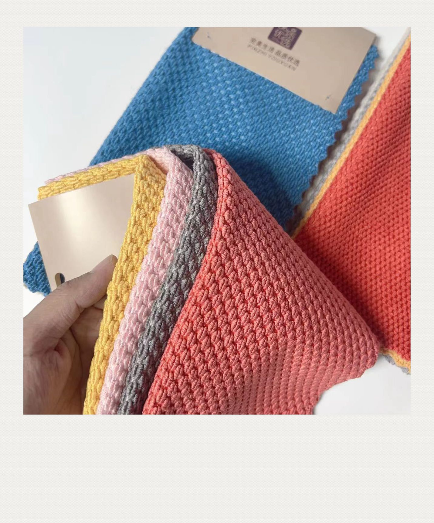 Double-sided wheat grain towels for export, kitchen and household cleaning cloths, absorbent dishwashing cloths, and the same style of rice grain towels for supermarkets pic 3