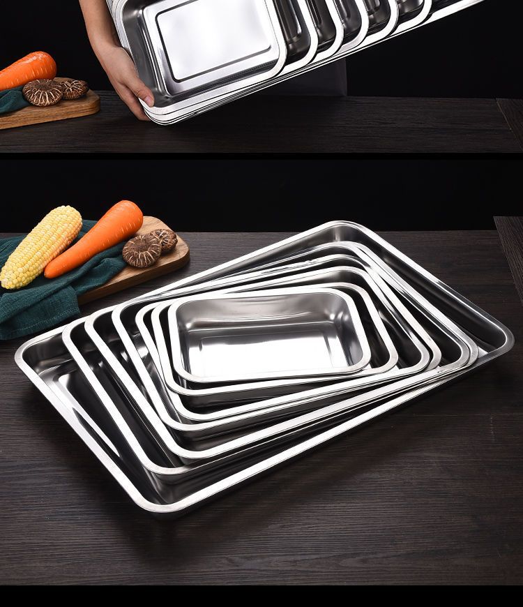 不锈钢方盘托盘商用食堂餐厅蒸饭盘大容量烤鱼盘多规格长方形餐盘详情13
